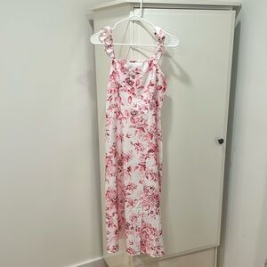 Pink Floral Midi Dress